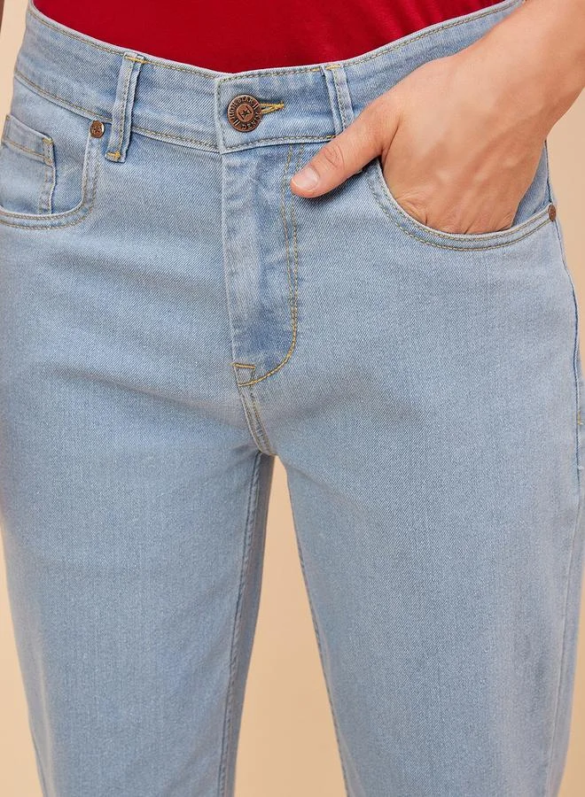 HIGH STAR Mid Rise Light Wash Bootcut Jeans by Styli