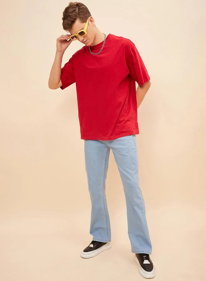 HIGH STAR Mid Rise Light Wash Bootcut Jeans by Styli