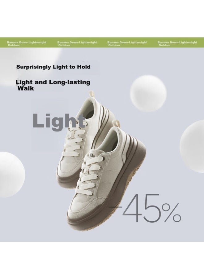 Beneunder Canvas Shoes Women's Thick-soled Platform Shoes Four Seasons Cloud Shoes White Shoes Height-increasing Thin Grass Green Cw695 - Image 1