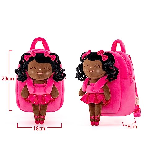 Gloveleya Toddler Backpack for Kids Soft Toys Plush Curly Ballet Girl Doll Rose - Image 2