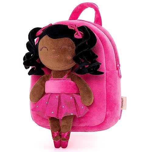 Gloveleya Toddler Backpack for Kids Soft Toys Plush Curly Ballet Girl Doll Rose - Image 4