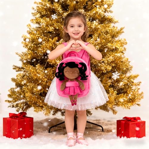 Gloveleya Toddler Backpack for Kids Soft Toys Plush Curly Ballet Girl Doll Rose - Image 5