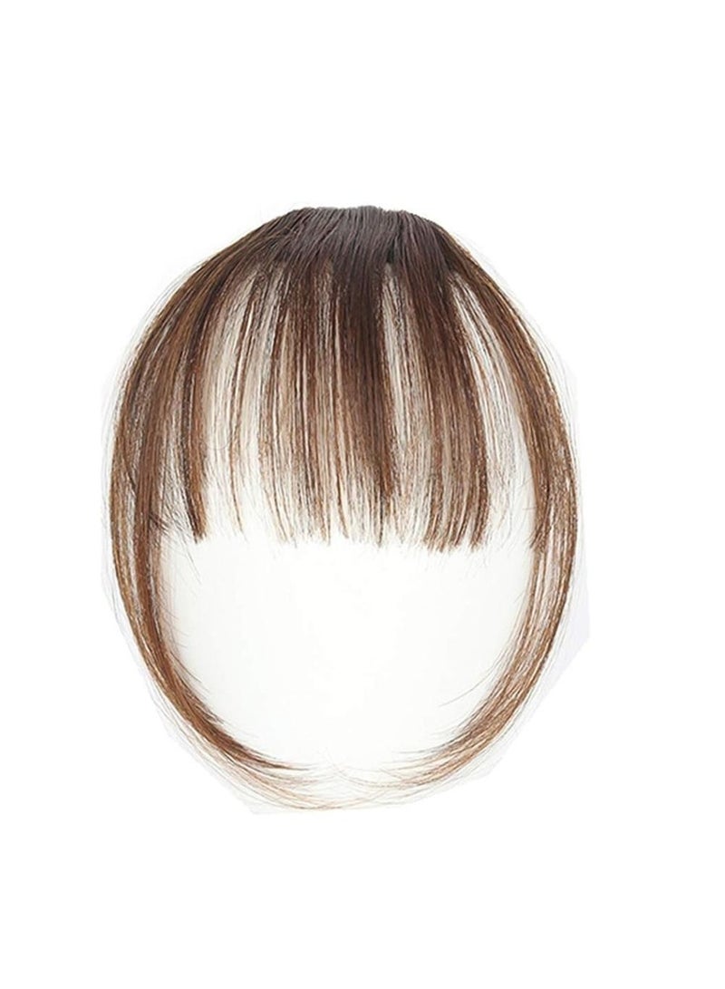 ORiTi Natural Synthetic Hair Flat Bangs Fringe Mini Hair Bangs Fashion one Clip in Hair Extension (Light brown) - Image 5