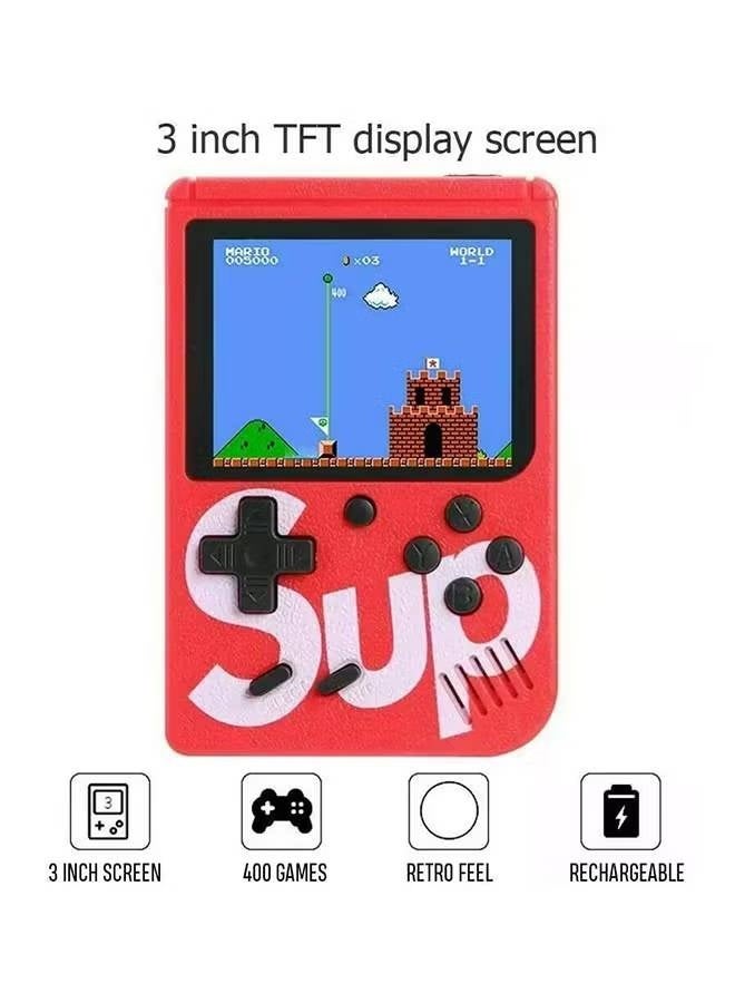 SUP Portable Retro Handheld Video Game Console, 3-inch TFT Display, 400 Classic 8-Bit Games, Rechargeable, Red - Image 2