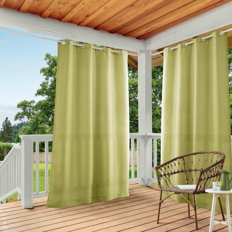 TOWN & COUNTRY BASICS TOWN  COUNTRY BASICS Cabana Solid Heavyweight Indoor Outdoor Curtains Light Filtering Opacity with Grommet Top Water Repellent 2Pack Set 54x96 Kiwi Green 