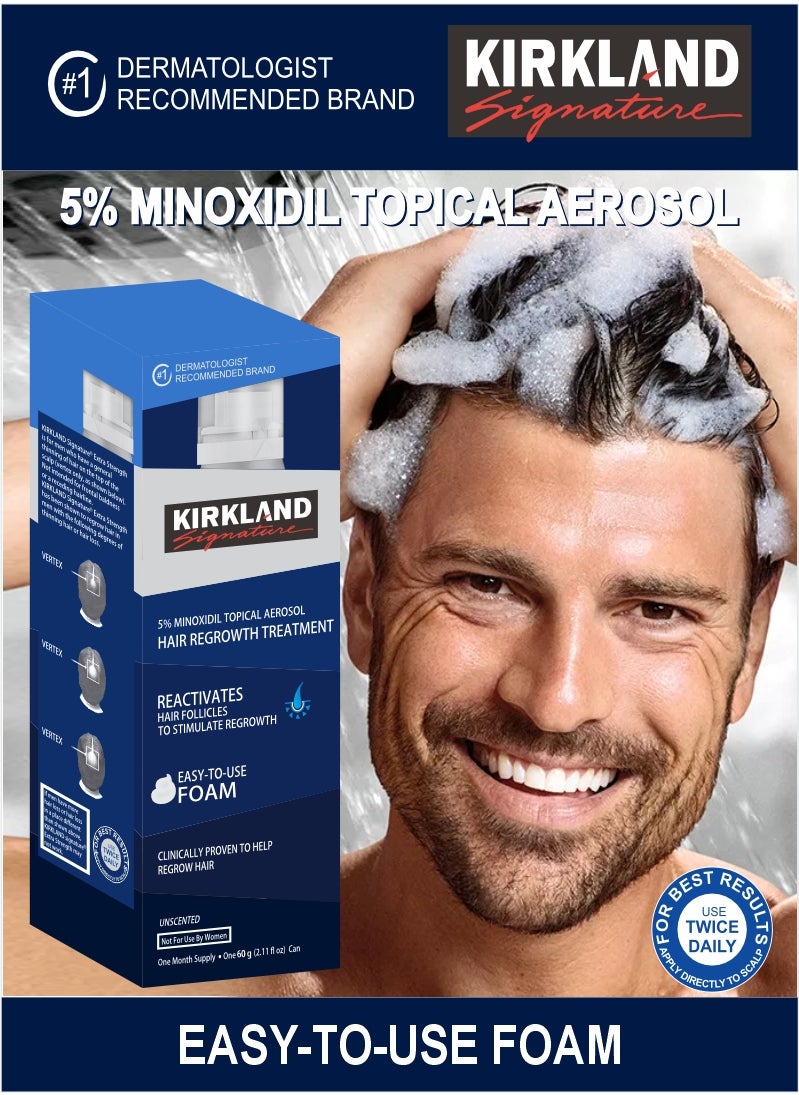 Kirkland Signature - Minoxidil 5% Topical Aerosol – Effective Hair Regrowth Foam (60 GM) - Image 1