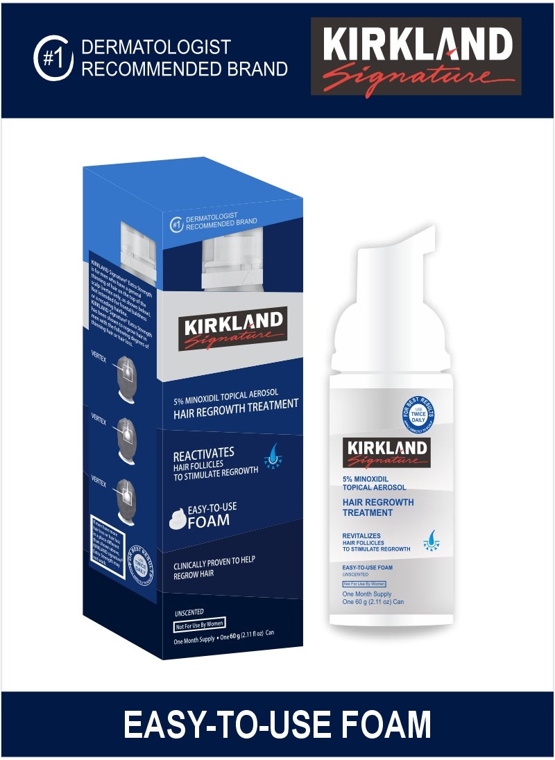 Kirkland Signature - Minoxidil 5% Topical Aerosol – Effective Hair Regrowth Foam (60 GM) - Image 1