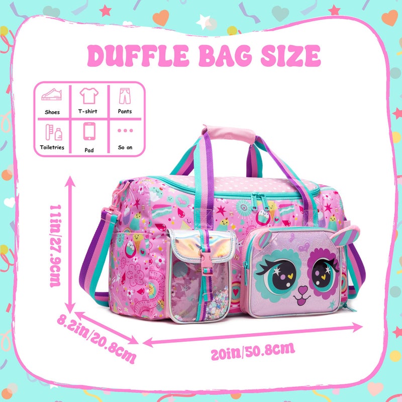 Oruiji Kids Duffle Bag Girls Travel Bag for Kids Overnight Bag for Girls Dance Bag for Girl Weekender Bag Gym Bag with Shoe Compartment - Image 2