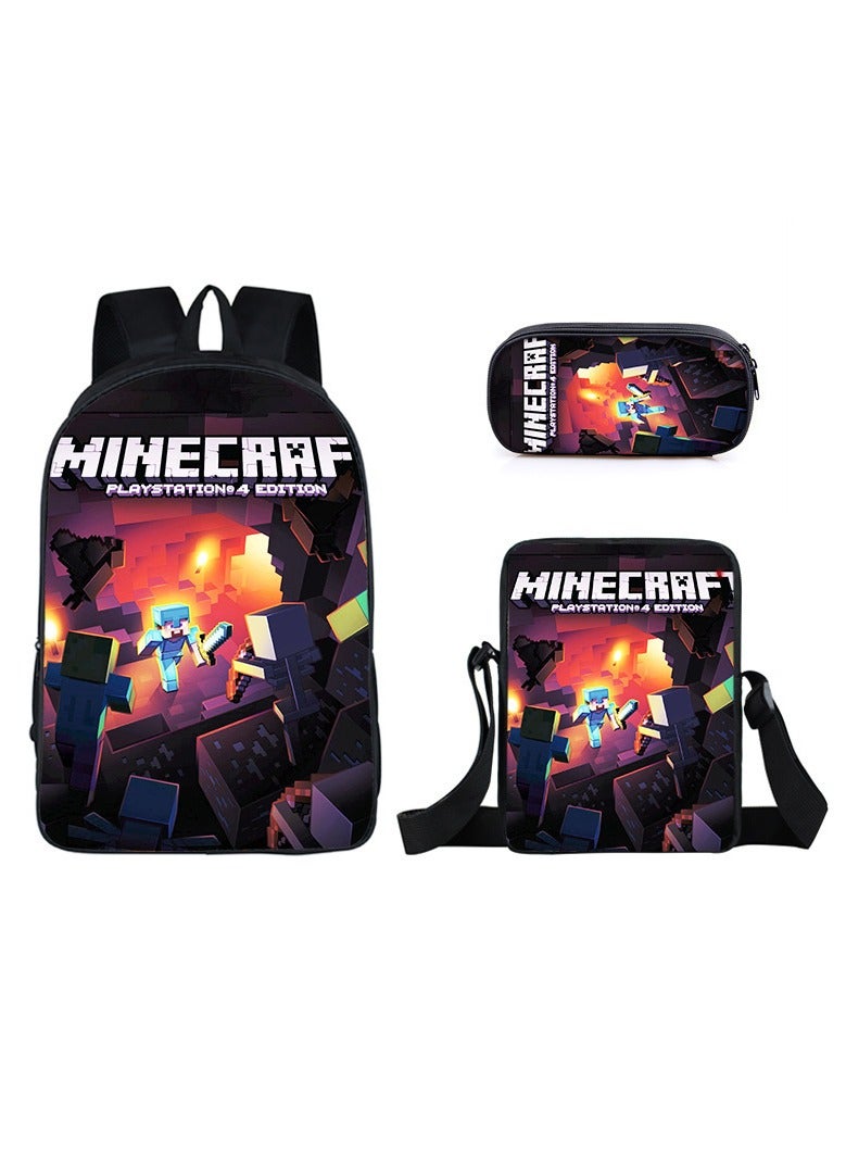MINECRAFT My World Cartoon Student Backpack Three-piece Set 29*42*16cm