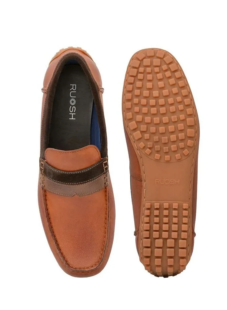 RUOSH Mens Loafer Slip on Driving Comfort Leather Work Office Formal Occasion Party Casual Wear Italian Design Anti Skid Padded Insole Fashion Premium Shoes