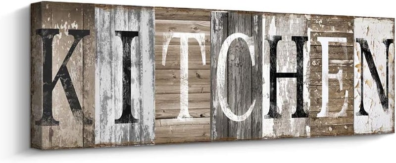 Pinetree Art Kitchen Decor Wall Rustic Farmhouse Sign Decorative (With Solid Wood Inner Frame) (Kitchen, 8 x 24 inch) - Image 1