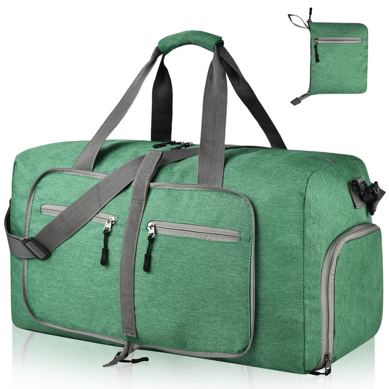 Dimayar 85L Travel Duffle Bag for Men Women Foldable Duffel Bag with Shoes Compartment Overnight Bags Waterproof Tear ResistantForest Green