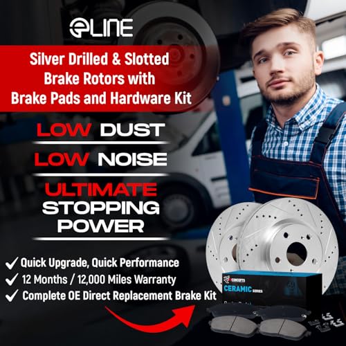 R1 Concepts Front Rear Brakes and Rotors Kit |Front Rear Brake Pads| Brake Rotors and Pads| Ceramic Brake Pads and Rotors |Hardware Kit|fits 2014-2015 Lexus IS250 - Image 3