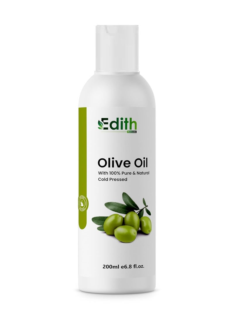 EDITH 100% زيت زيتون بكر مضغوط على البارد للشعر والبشرة للرجال والنساء 200 مل - Image 1