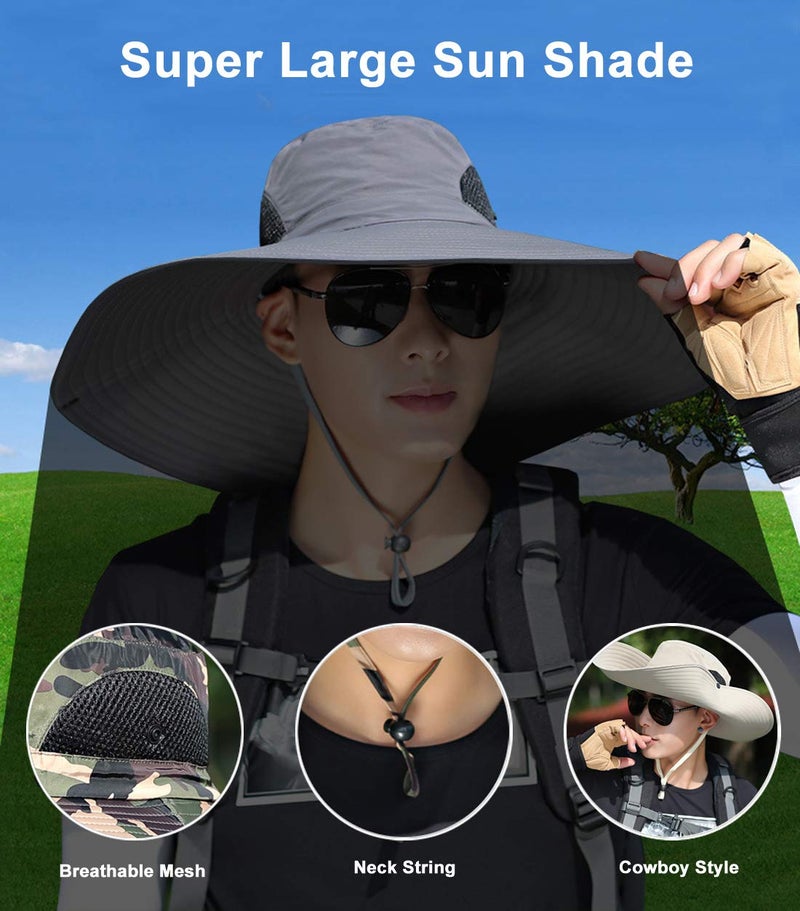 Huamulan 6" Wide Brim Sun Protection Hat Outdoor Unisex Bucket Hats for Hiking Beach Fishing Safari Garden Lawn Yard Work Kayaking B2-Beige - Image 5
