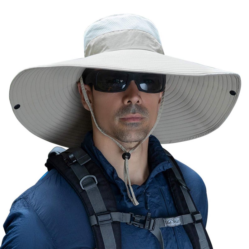 Huamulan 6" Wide Brim Sun Protection Hat Outdoor Unisex Bucket Hats for Hiking Beach Fishing Safari Garden Lawn Yard Work Kayaking B2-Beige - Image 1