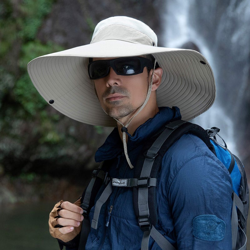 Huamulan 6" Wide Brim Sun Protection Hat Outdoor Unisex Bucket Hats for Hiking Beach Fishing Safari Garden Lawn Yard Work Kayaking B2-Beige - Image 4