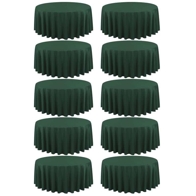 REWOMC 10 Pack Hunter Green Round Tablecloths - 90 Inch, Polyester, Stain and Wrinkle Resistant, Washable Fabric Table Cloth for Wedding Banquet Parties - Image 1