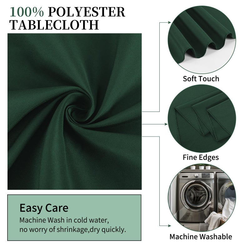 REWOMC 10 Pack Hunter Green Round Tablecloths - 90 Inch, Polyester, Stain and Wrinkle Resistant, Washable Fabric Table Cloth for Wedding Banquet Parties - Image 3