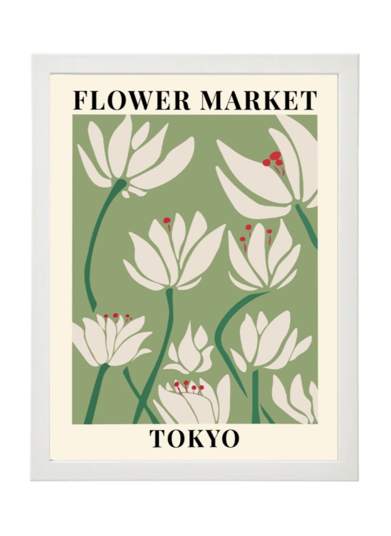 Boomah Accessories Flower Market Tokyo Colorful Botanical Art Poster with Frame 30x40cm 