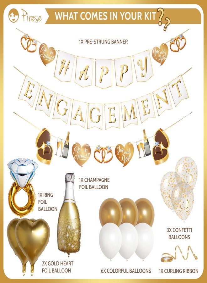 Pirese Happy Engagement Banner, Just Engaged Banner, Happy Engagement Decorations | Just Engaged Decorations | Almost Married Sign | Congratulations Wedding Decor Sign with Balloons - Image 2