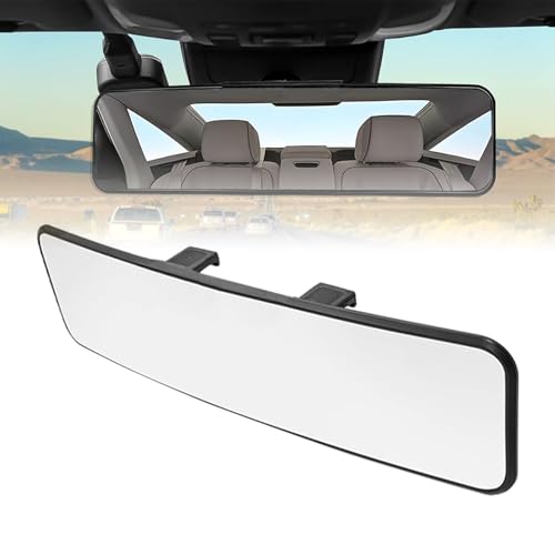 MASSMOT Car Rear View Mirror Interior Mirror Wide Angle Panorama Safety Mirror Interior Mirror Large Vision Mirror 1Pcs (Black-1) - Image 1