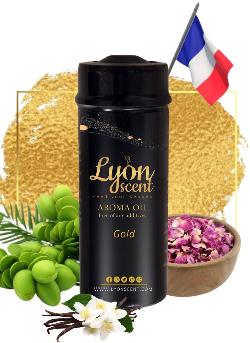 LYON SCENT - Lyon Scent Aroma Oil, 100% Pure Oil, Perfume for Air Freshener, Diffuser Aroma, Fragrance Oil, Air Freshener Oil refill, Essential Scented Oil, Luxurious Scent (GOLD) - Image 1