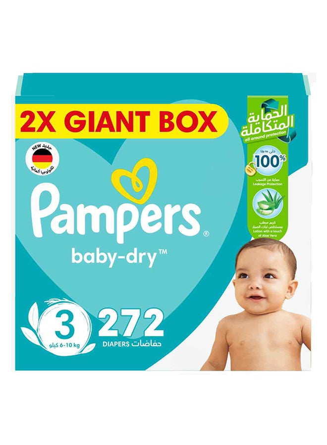 بامبرز حفاضات بيبي دراي مع لوشن الصبار وحماية من التسرب، مقاس 3، 6-10 كجم، 272 حفاضة - Image 2