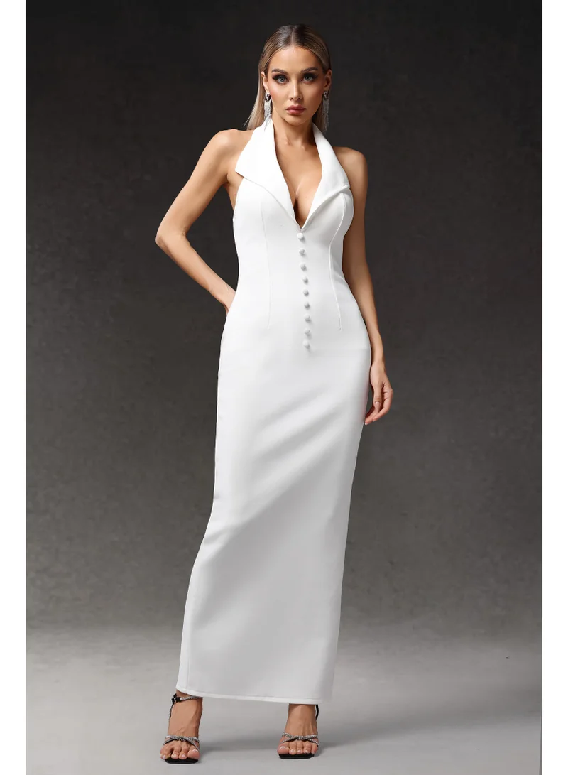 Bella Barnett Leah Sleevess V-Neck Bandage Maxi Dress