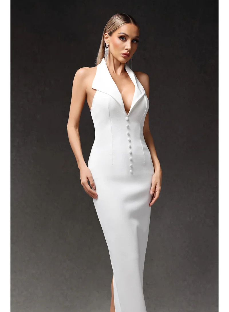 Bella Barnett Leah Sleevess V-Neck Bandage Maxi Dress