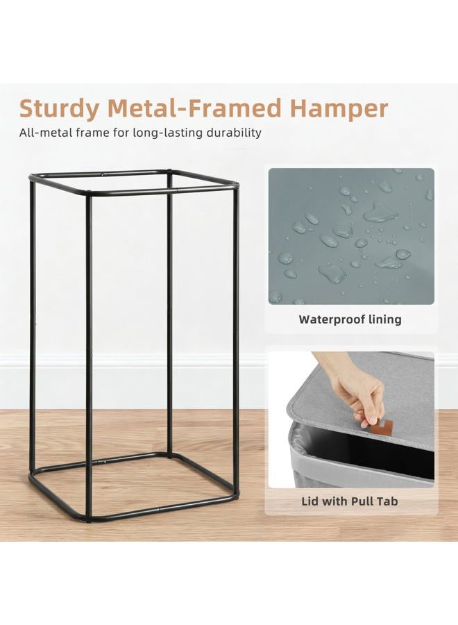 STORAGE MANIAC 2-in-1 Laundry Hamper with Laundry Backpack Bag, 90L Metal Frame Laundry Basket, Dirty Clothes Bag with Shoulder Straps and Mesh Pocket for College, Travel, Laundromat, Apartment, Gray - Image 3