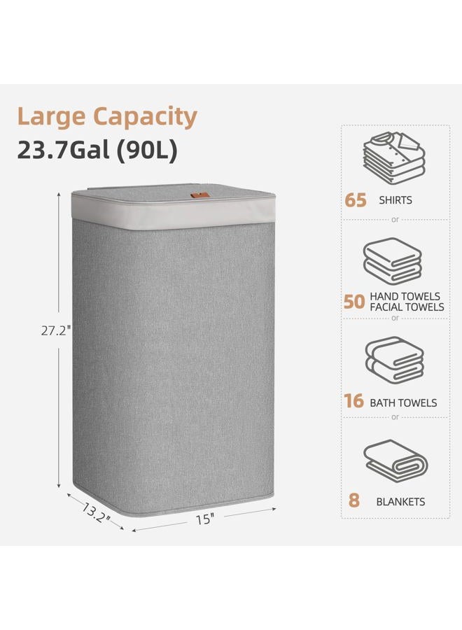 STORAGE MANIAC 2-in-1 Laundry Hamper with Laundry Backpack Bag, 90L Metal Frame Laundry Basket, Dirty Clothes Bag with Shoulder Straps and Mesh Pocket for College, Travel, Laundromat, Apartment, Gray - Image 5