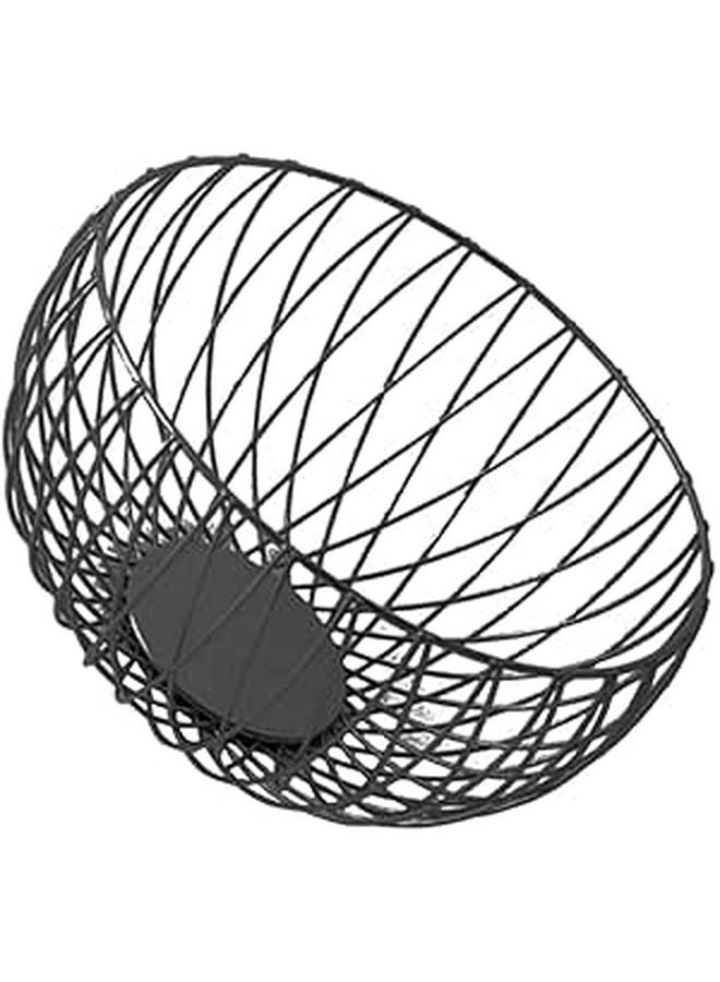 Black Metal Wire Fruit Basket Kitchen Countertop Snack Vegetable Storage Organizer - Image 1