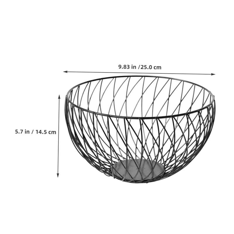 Black Metal Wire Fruit Basket Kitchen Countertop Snack Vegetable Storage Organizer - Image 3
