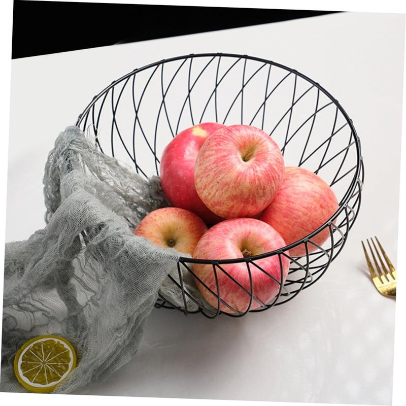Black Metal Wire Fruit Basket Kitchen Countertop Snack Vegetable Storage Organizer - Image 5