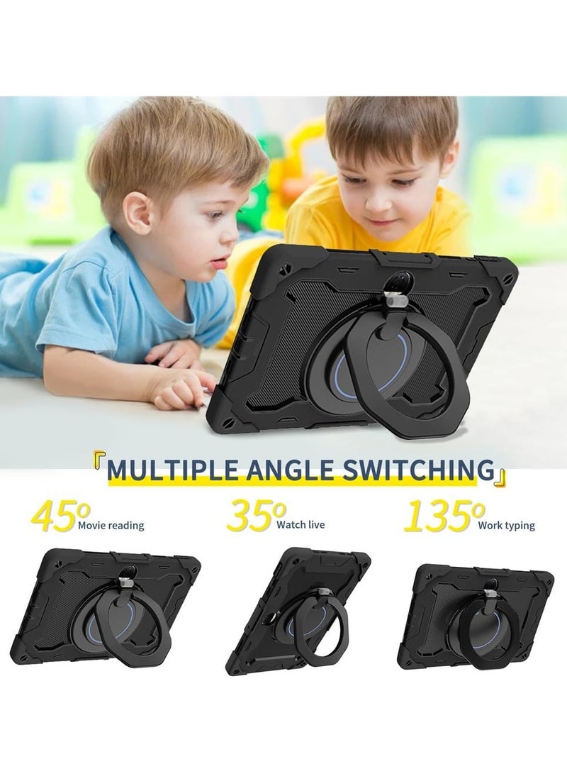 حافظة متوافقة مع Honor Pad 9 مقاس 12.1 بوصة، حافظة مقاومة للصدمات مع حامل أقلام رصاص، مسند  بحلقة كبيرة دوارة للأطفال، غطاء دعامة متعدد الزوايا لجهاز Honor Pad 9 - Image 4