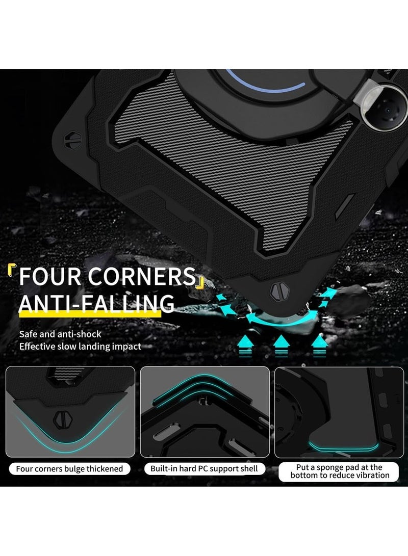 حافظة متوافقة مع Honor Pad 9 مقاس 12.1 بوصة، حافظة مقاومة للصدمات مع حامل أقلام رصاص، مسند  بحلقة كبيرة دوارة للأطفال، غطاء دعامة متعدد الزوايا لجهاز Honor Pad 9 - Image 3