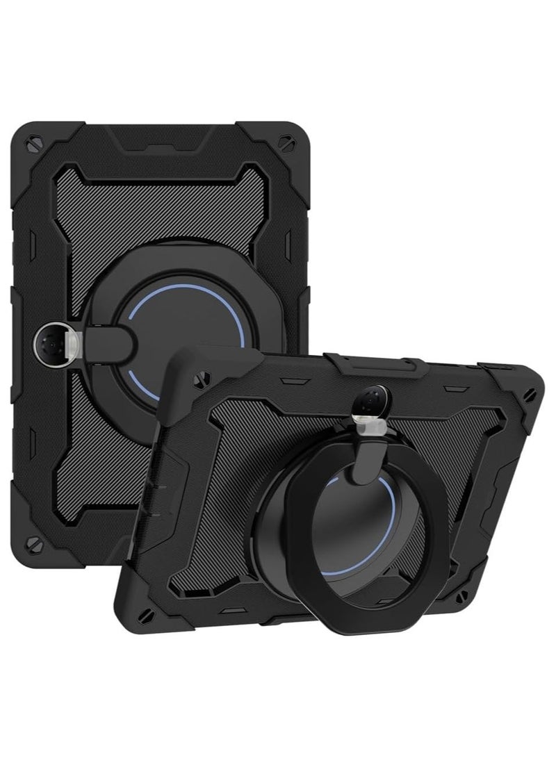 حافظة متوافقة مع Honor Pad 9 مقاس 12.1 بوصة، حافظة مقاومة للصدمات مع حامل أقلام رصاص، مسند  بحلقة كبيرة دوارة للأطفال، غطاء دعامة متعدد الزوايا لجهاز Honor Pad 9 - Image 1