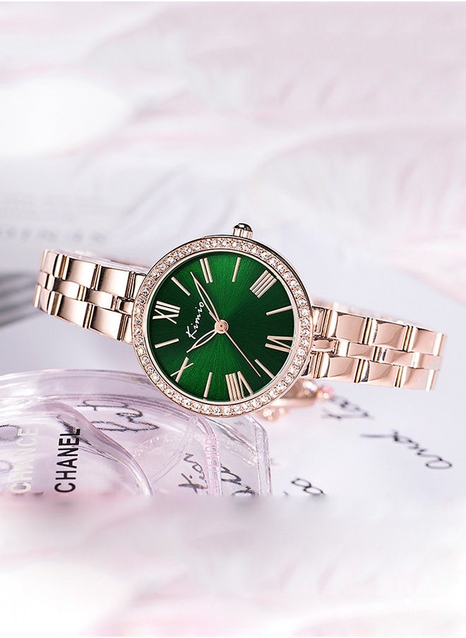 KIMIO - Ladies Casual Elegant Diamond Stainless Steel Quartz Wrist Watch Dial 30mm - Image 1