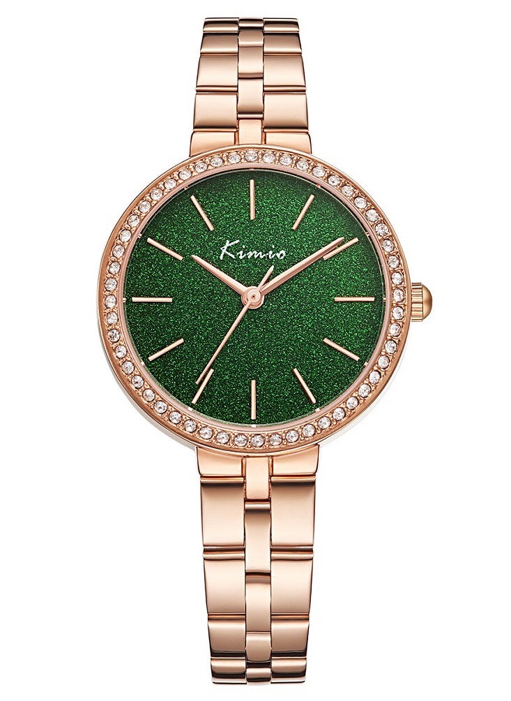 KIMIO - Ladies Casual Elegant Diamond Stainless Steel Quartz Wrist Watch Dial 30mm - Image 1
