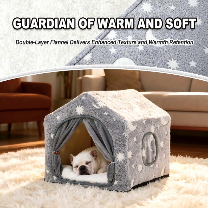 Indoor Dog House, Night-Luminous Star Dog Tent with Frame, Washable Dog Cave Bed, Suitable for 8-20 lb Puppy and Cat - Image 2