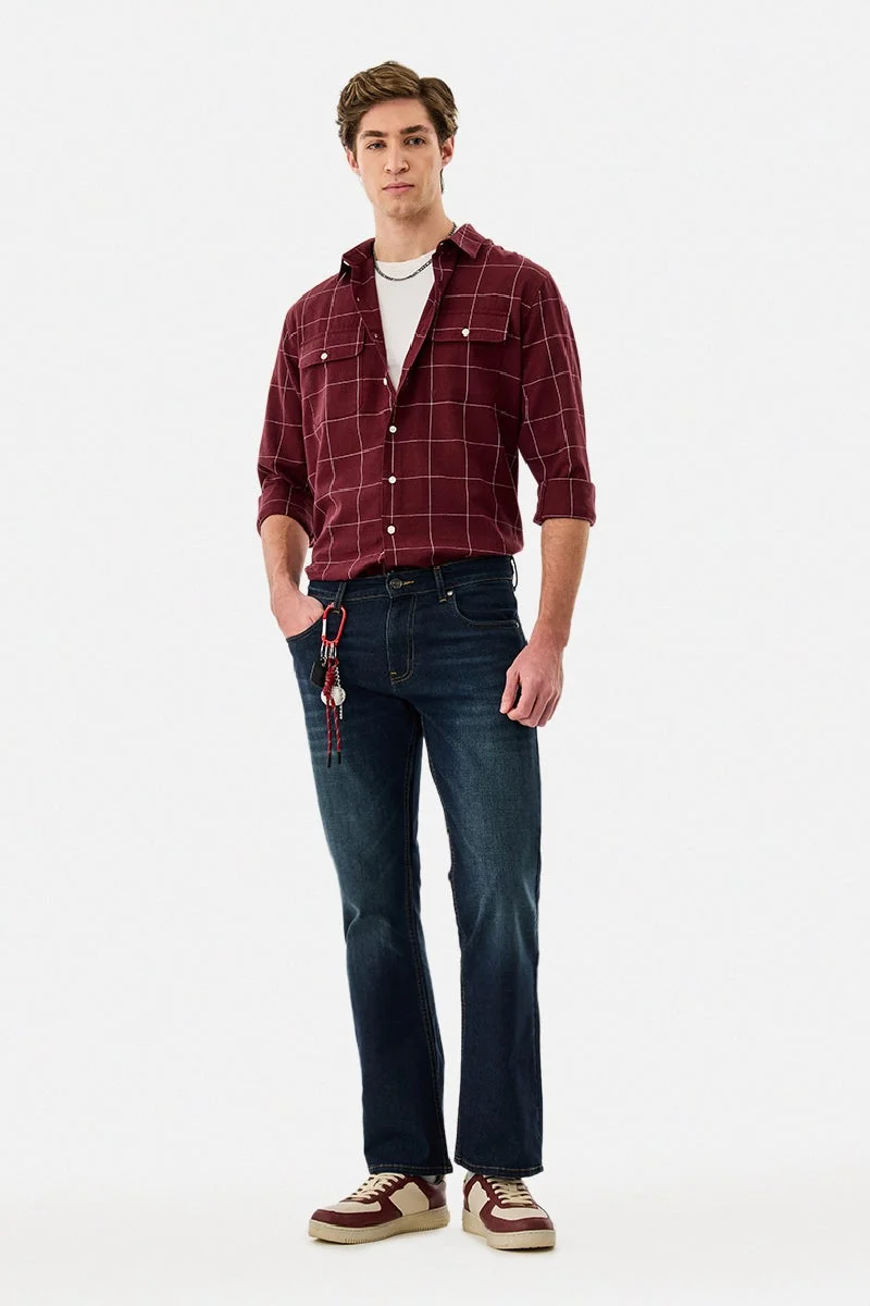 SNITCH Double Pocket Linen Blend Checks Shirt