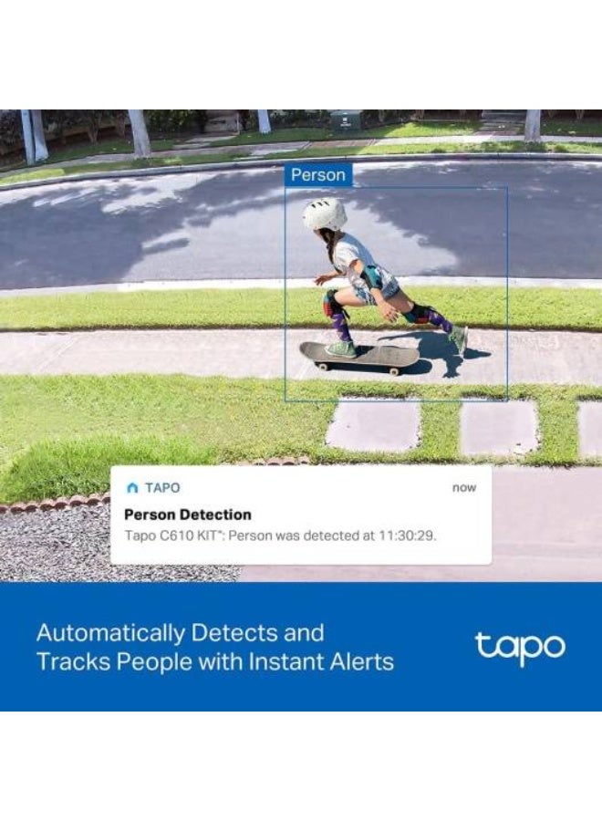 Tapo C610 Kit 2K 3MP Wireless Outdoor WiFi Camera with Solar Panel, 360° PTZ, Color Night Vision, IP65 - Image 5