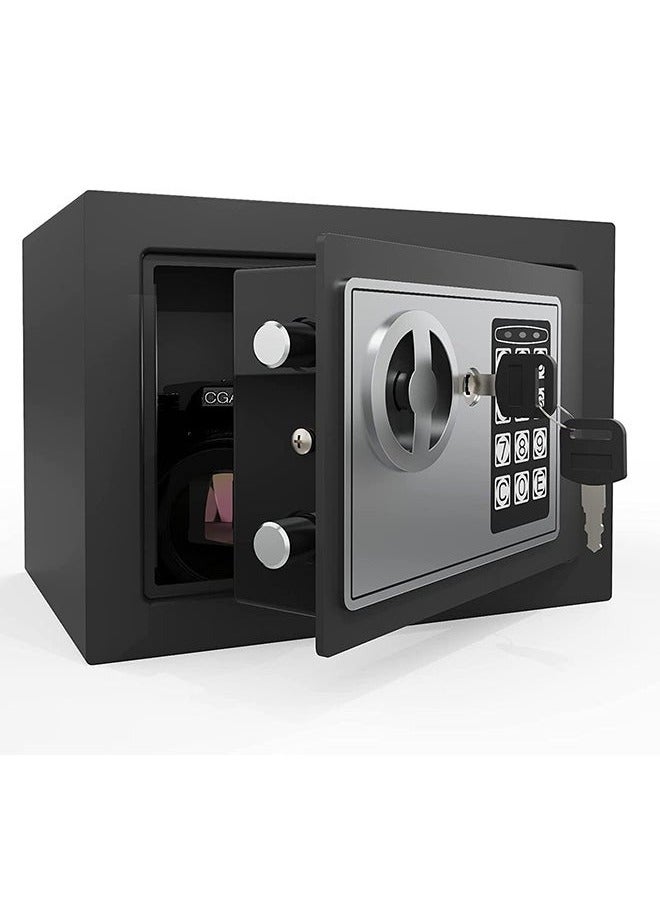 Bukela Mini black safe, electronic digital keypad lock, equipped with two keys, suitable for home/office/hotel (Black) - Image 1