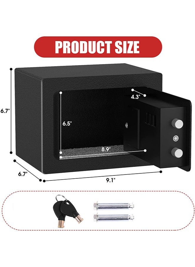 Bukela Mini black safe, electronic digital keypad lock, equipped with two keys, suitable for home/office/hotel (Black) - Image 2