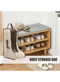 Generic Tall Boot Storage Bag | Boots Shoe Storage Bag | Dust Proof Tall Boot For Storage And Travel Dust Proof Travel Shoe Bags For Packing Wardrobe Carry Bag Travel And Daily Use, Long style, Beige  - Image 4