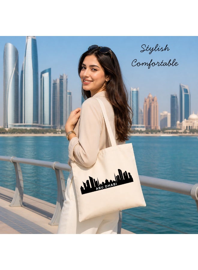 Cotton Tote Bag with Abu Dhabi Design - Eco-Friendly Souvenir and Travel Accessory - Great Gift and Travel Companion - Perfect for Shopping and Everyday Use - Image 2