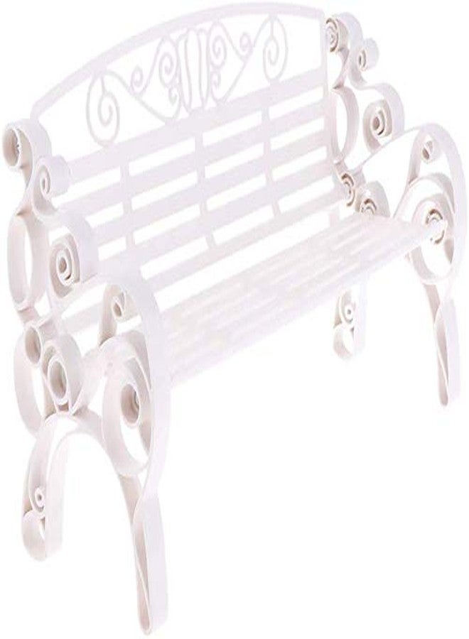 FRECI 1/6 Dollhouse Garden Bench Miniature Village Park Bench Dollhouse Furniture Garden Home DIY Decor - White - Image 2