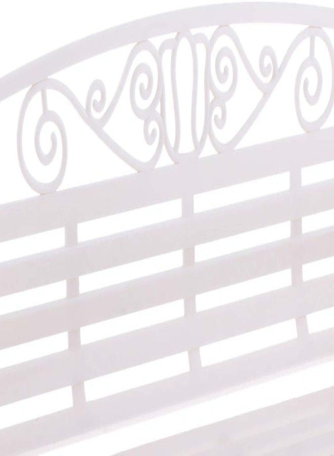 FRECI 1/6 Dollhouse Garden Bench Miniature Village Park Bench Dollhouse Furniture Garden Home DIY Decor - White - Image 4