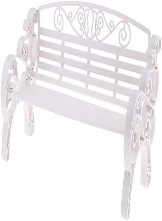 FRECI 1/6 Dollhouse Garden Bench Miniature Village Park Bench Dollhouse Furniture Garden Home DIY Decor - White - Image 3